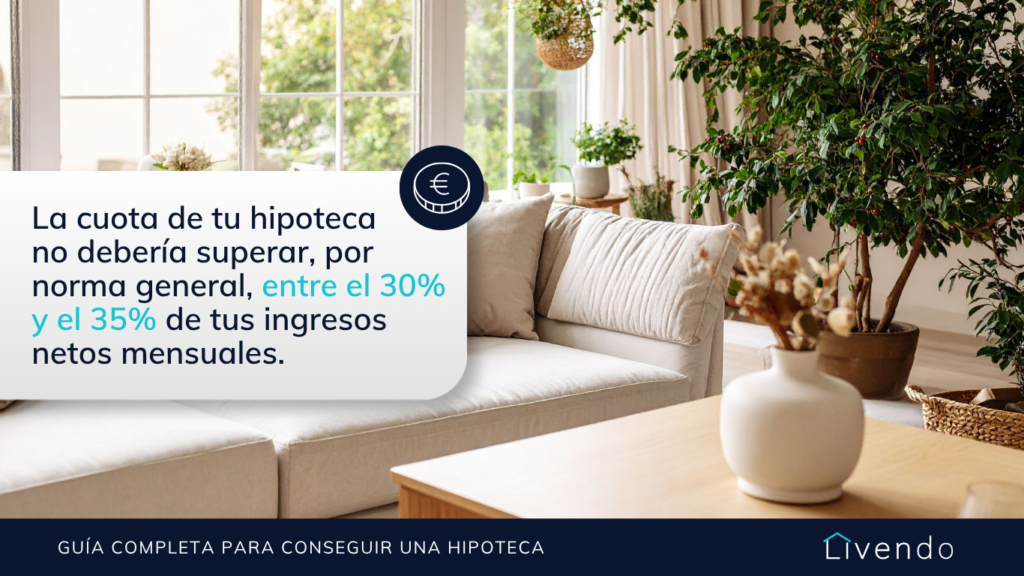 La cuota de tu hipoteca no debería superar, por norma general, entre el 30% y el 35% de tus ingresos netos