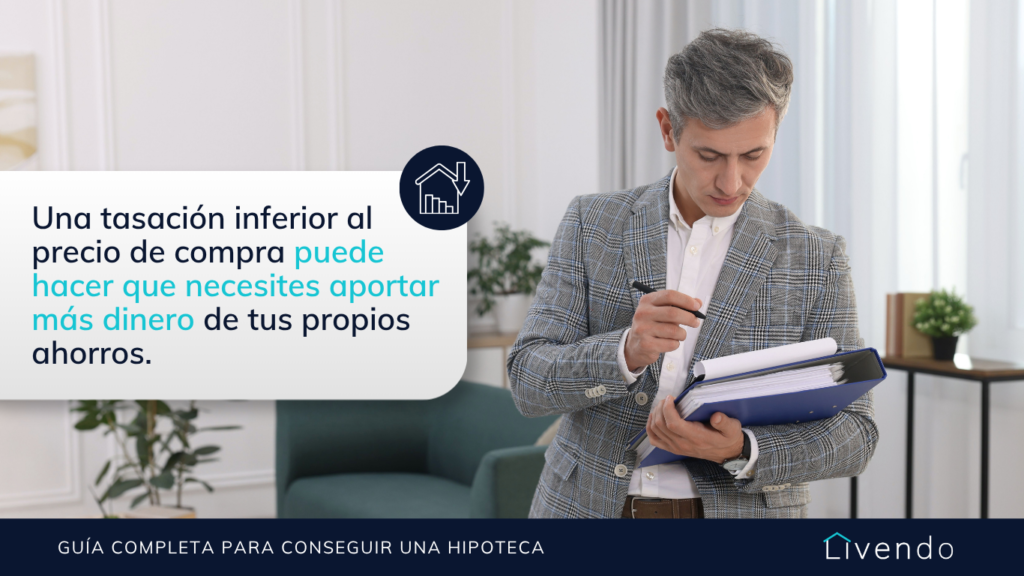 Una tasación inferior al precio de compra puede hacer que necesites aportar más dinero de tus propios ahorros.
